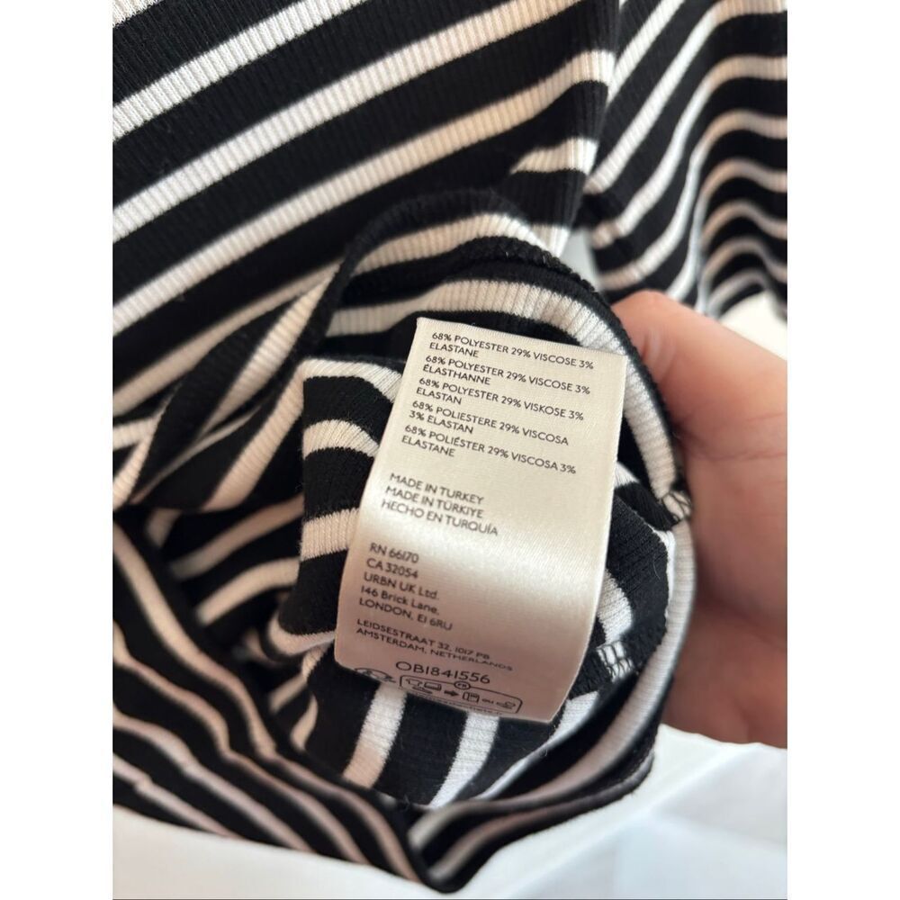 Maeve x Anthropologie Striped Mock Neck Tee Size XXS Black White Short Sleeve - Picture 5 of 6